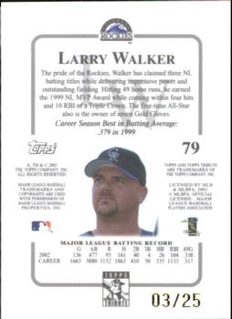 2003 Topps Tribute Contemporary - Gold #79 Larry Walker Back