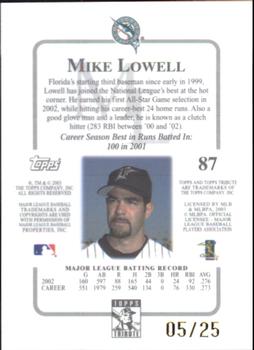 2003 Topps Tribute Contemporary - Gold #87 Mike Lowell Back