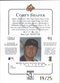 2003 Topps Tribute Contemporary - Gold #91 Corey Shafer Back