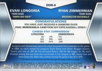 2011 Topps - Diamond Duos Relics (Series 1) #DDR-6 Evan Longoria / Ryan Zimmerman Back