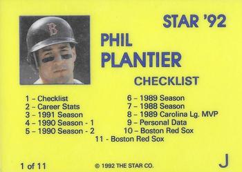 1992 Star Phil Plantier #1 Phil Plantier Back
