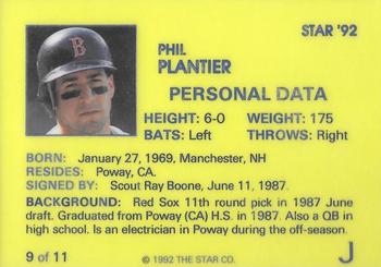1992 Star Phil Plantier #9 Phil Plantier Back