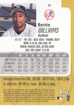 2002 Bowman's Best #8 Bernie Williams Back