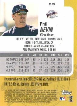 2002 Bowman's Best #23 Phil Nevin Back