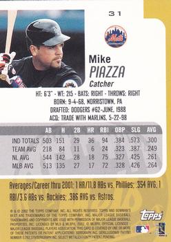 2002 Bowman's Best #31 Mike Piazza Back