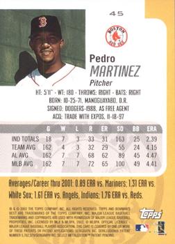2002 Bowman's Best #45 Pedro Martinez Back