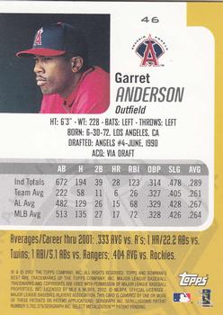 2002 Bowman's Best #46 Garret Anderson Back