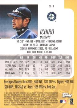 2002 Bowman's Best #51 Ichiro Back