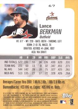 2002 Bowman's Best #67 Lance Berkman Back