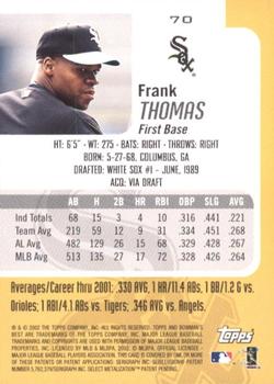 2002 Bowman's Best #70 Frank Thomas Back