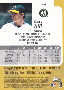 2002 Bowman's Best #75 Barry Zito Back