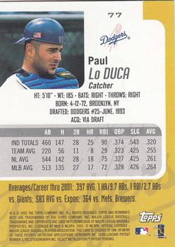 2002 Bowman's Best #77 Paul Lo Duca Back