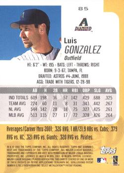 2002 Bowman's Best #85 Luis Gonzalez Back