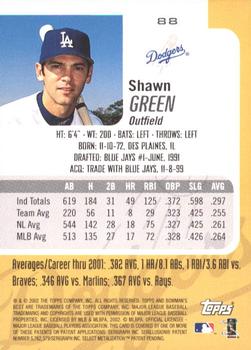 2002 Bowman's Best #88 Shawn Green Back