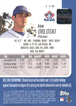 2002 Bowman's Best #118 Joe Orloski Back