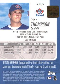 2002 Bowman's Best #120 Rich Thompson Back
