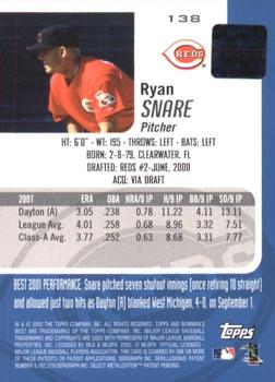 2002 Bowman's Best #138 Ryan Snare Back