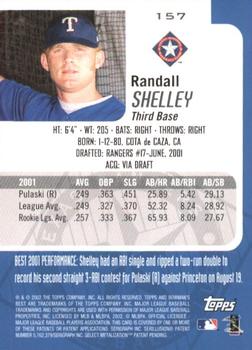 2002 Bowman's Best #157 Randall Shelley Back