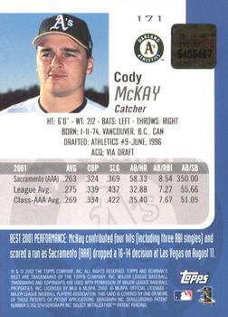 2002 Bowman's Best #171 Cody McKay Back