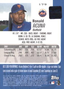2002 Bowman's Best #179 Ronald Acuna Back