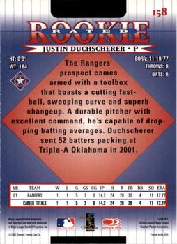 2002 Donruss #158 Justin Duchscherer Back