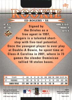 2002 Donruss #187 Ed Rogers Back