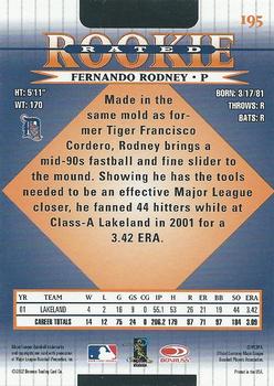 2002 Donruss #195 Fernando Rodney Back