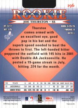 2002 Donruss #196 Joe Thurston Back