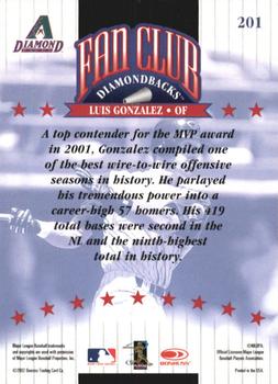 2002 Donruss #201 Luis Gonzalez Back
