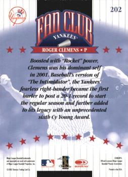 2002 Donruss #202 Roger Clemens Back