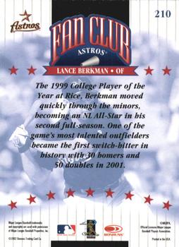 2002 Donruss #210 Lance Berkman Back