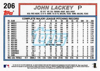 2017 Topps Archives - 1992 Topps Gold Winners #206 John Lackey Back
