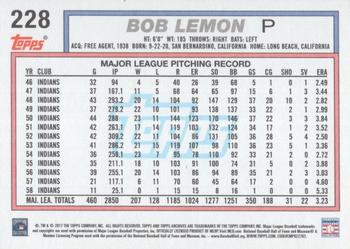2017 Topps Archives - 1992 Topps Gold Winners #228 Bob Lemon Back