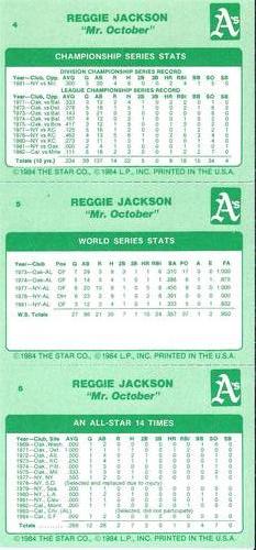 1985 Star Reggie Jackson #4-6 Reggie Jackson Back