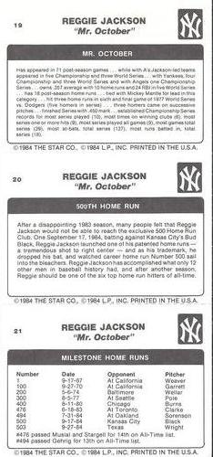 1985 Star Reggie Jackson #19-21 Reggie Jackson Back