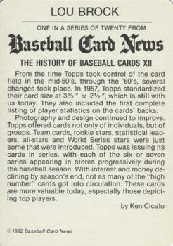 1982 Baseball Card News #XII Lou Brock Back