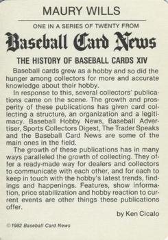 1982 Baseball Card News #XIV Maury Wills Back