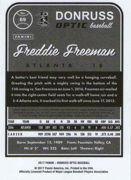 2017 Donruss Optic #69 Freddie Freeman Back