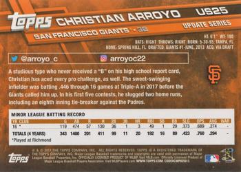 2017 Topps Update #US25 Christian Arroyo Back