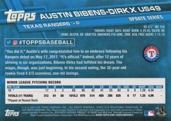 2017 Topps Update #US49 Austin Bibens-Dirkx Back
