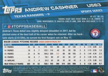 2017 Topps Update #US63 Andrew Cashner Back