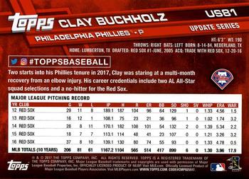 2017 Topps Update #US81 Clay Buchholz Back