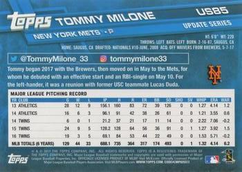 2017 Topps Update #US85 Tommy Milone Back