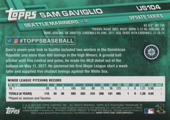 2017 Topps Update #US104 Sam Gaviglio Back