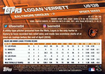 2017 Topps Update #US138 Logan Verrett Back