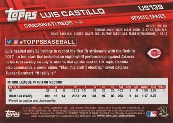2017 Topps Update #US139 Luis Castillo Back