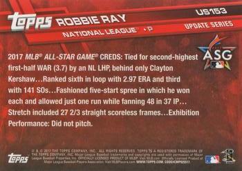2017 Topps Update #US153 Robbie Ray Back