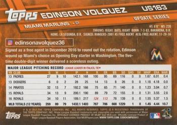 2017 Topps Update #US163 Edinson Volquez Back