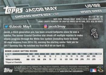 2017 Topps Update #US192 Jacob May Back