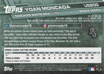 2017 Topps Update #US200 Yoan Moncada Back